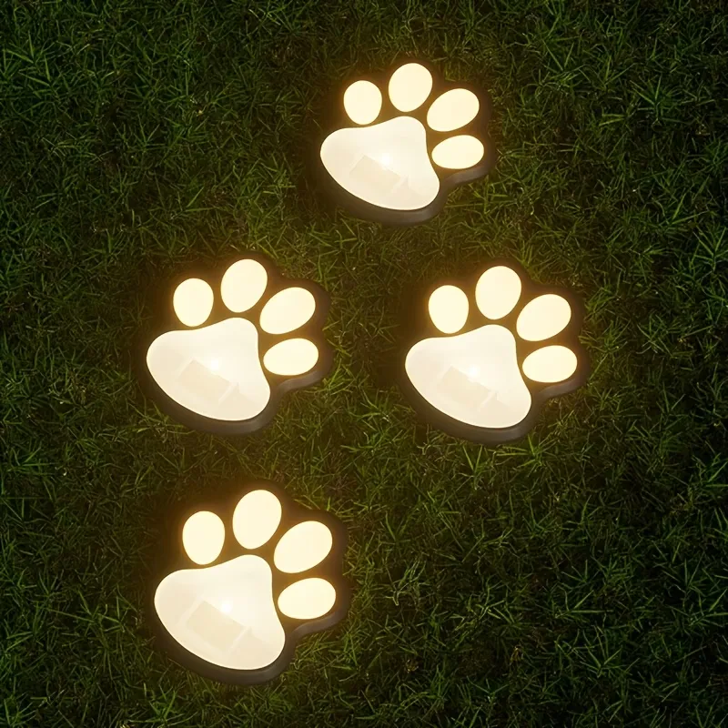 3 Pcs Paw Print Solar Stake Light