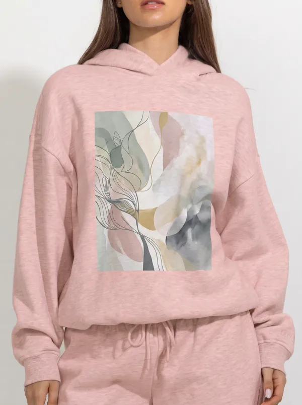 Women's Abstract Minimalist Line Art Printed Hoodie