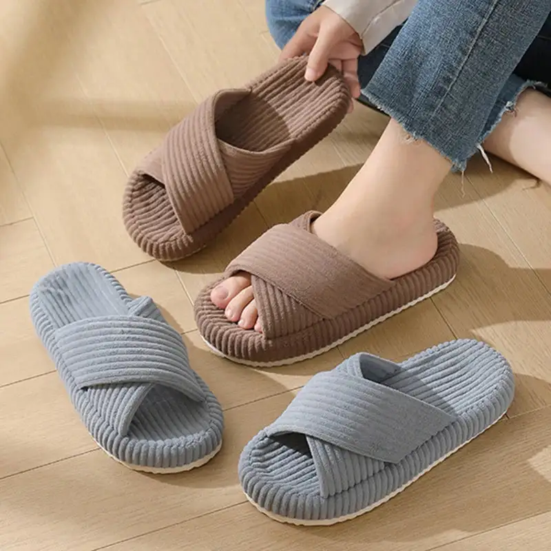 Warm Touch Open Toe Slip On Slippers