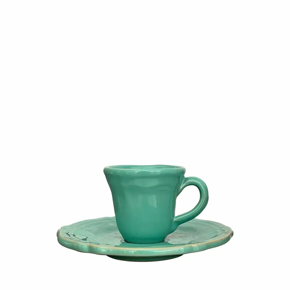 Artisan-Made Ceramic Espresso Cup And Saucer