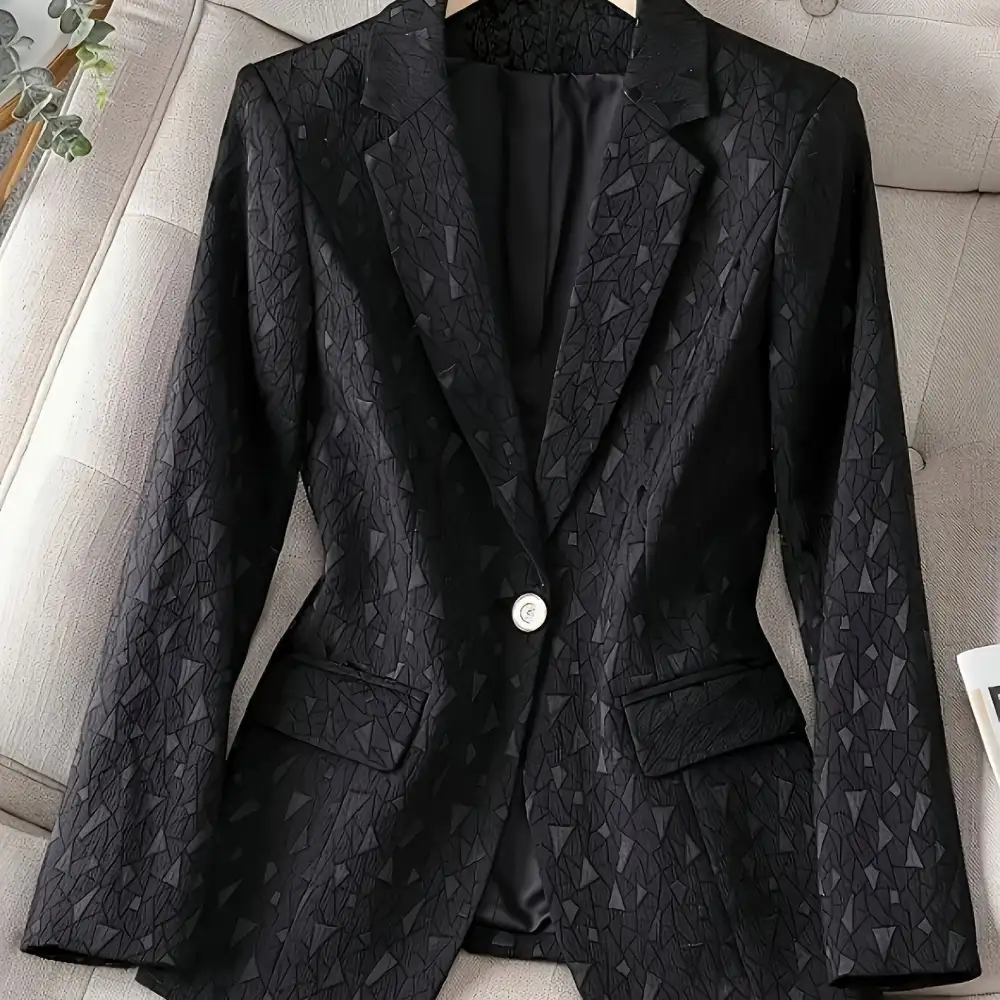 Single-Breasted Patterned Lightweight Polyester Tailored Blazer