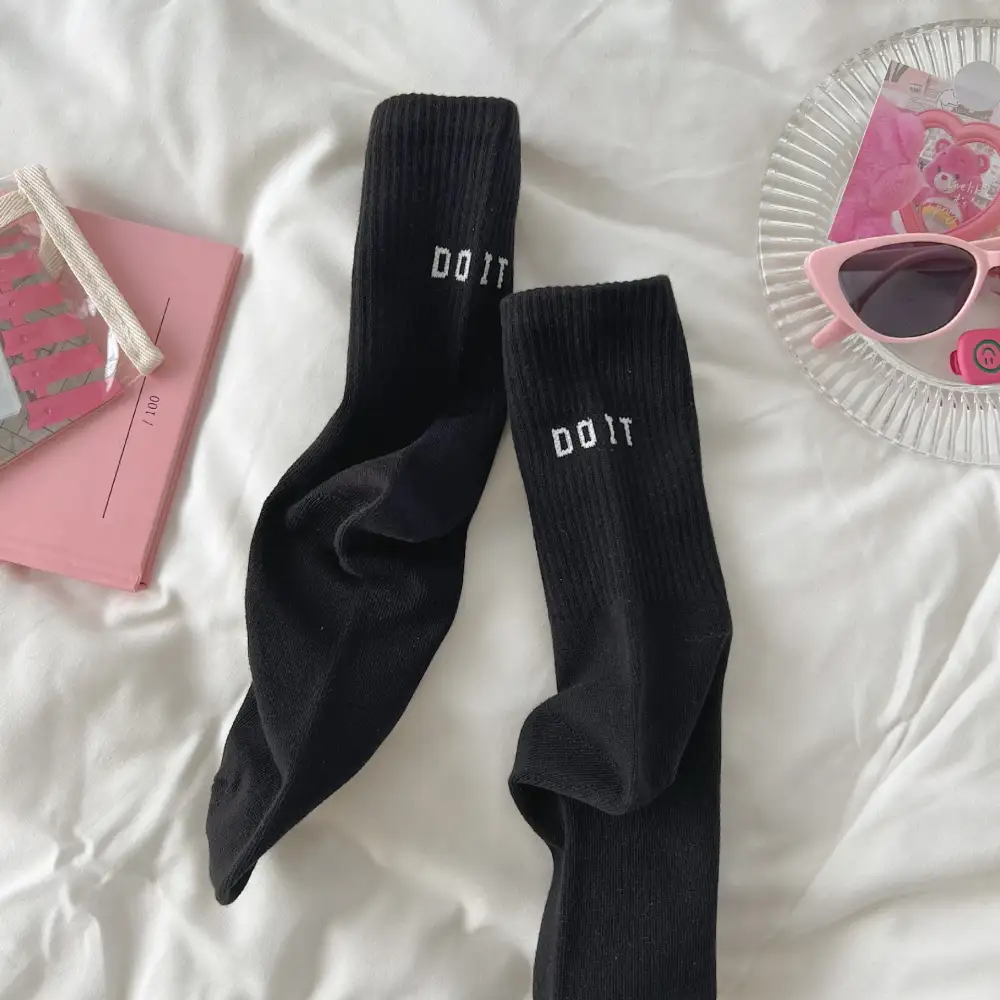 Ribbed Athletic Knee High Socks