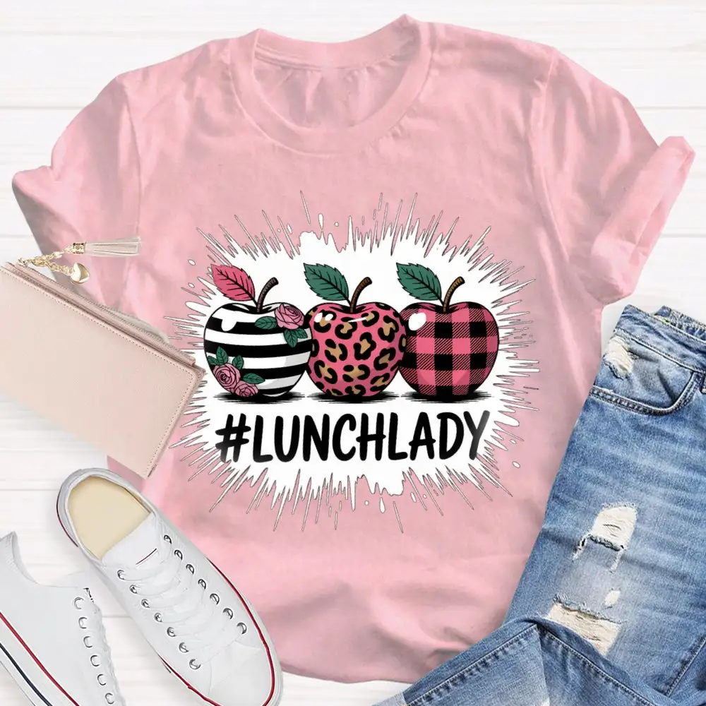 Lunch Lady Red Leopard Print Apple T-Shirt