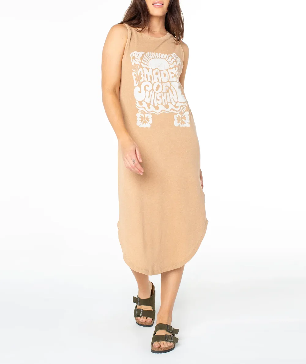 Cartoon-Printed Sleeveless Round-Neck Long Dress