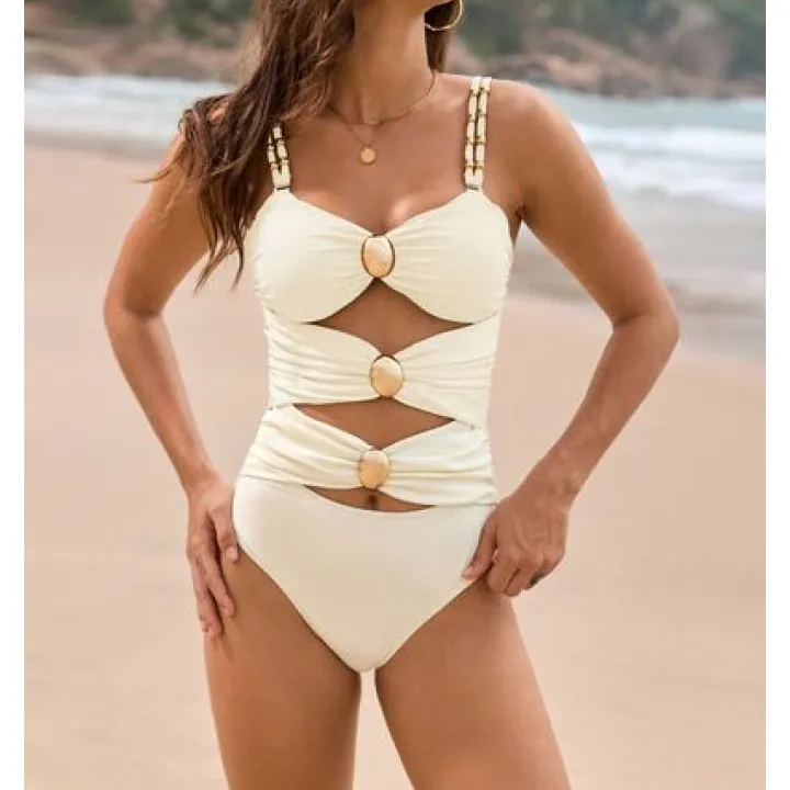 Women's Ruched Cutout Sweetheart-Neck One-Piece Swimsuit