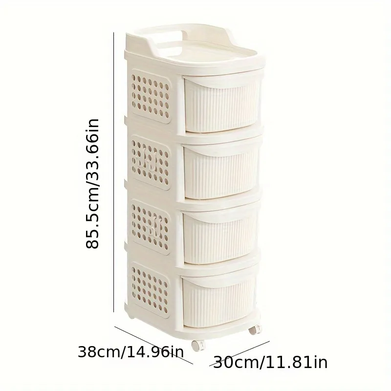 Multi-Tier Rolling Storage Cart with Drawers, Home Organizer for Living Room and Bedroom