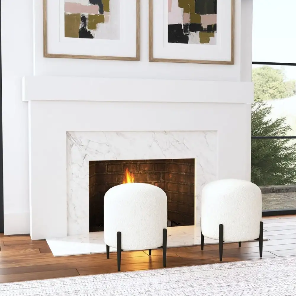 Square Textured Upholstered Ottoman