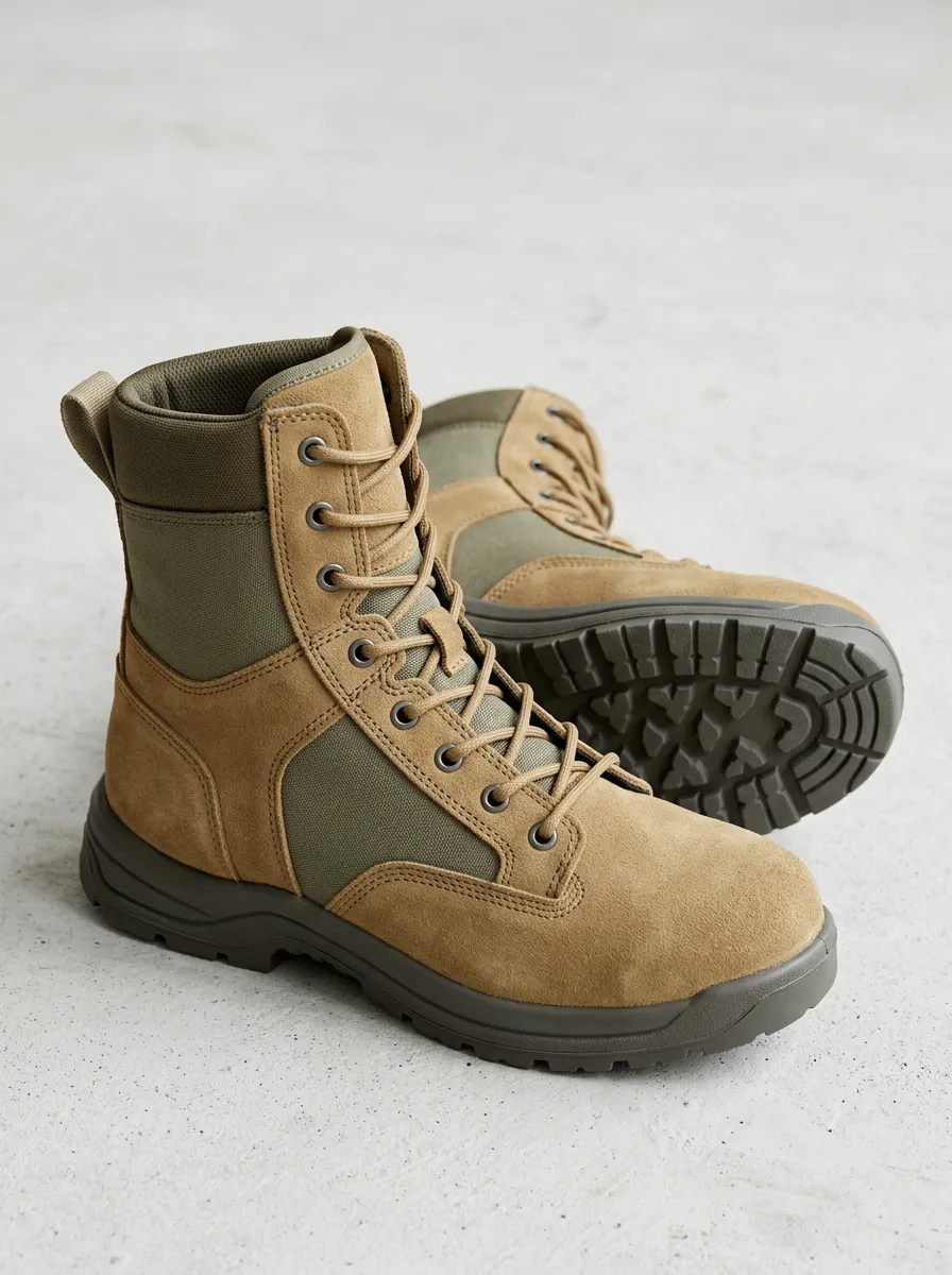 Unisex Tactical Military Suede Canvas Print Work Boots