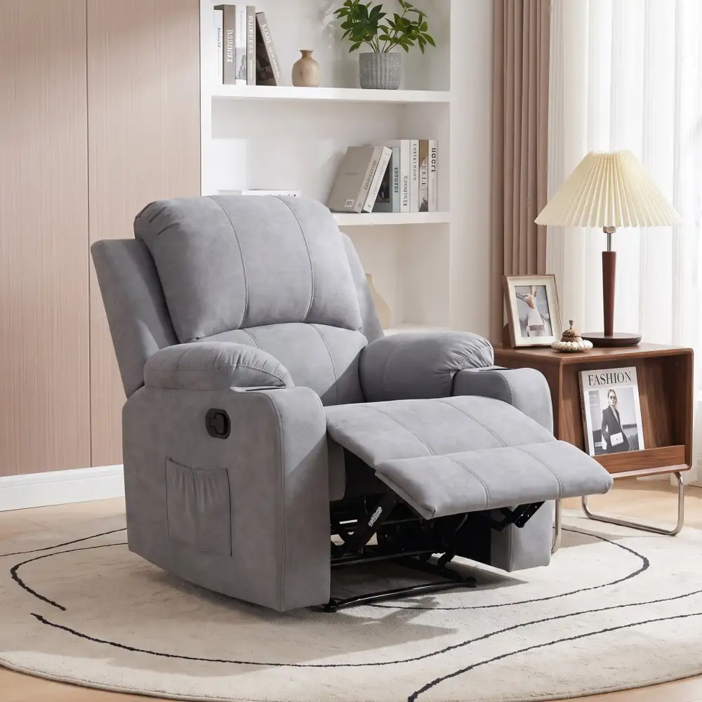 Cushioned Padded Chenille Recliner Sofa