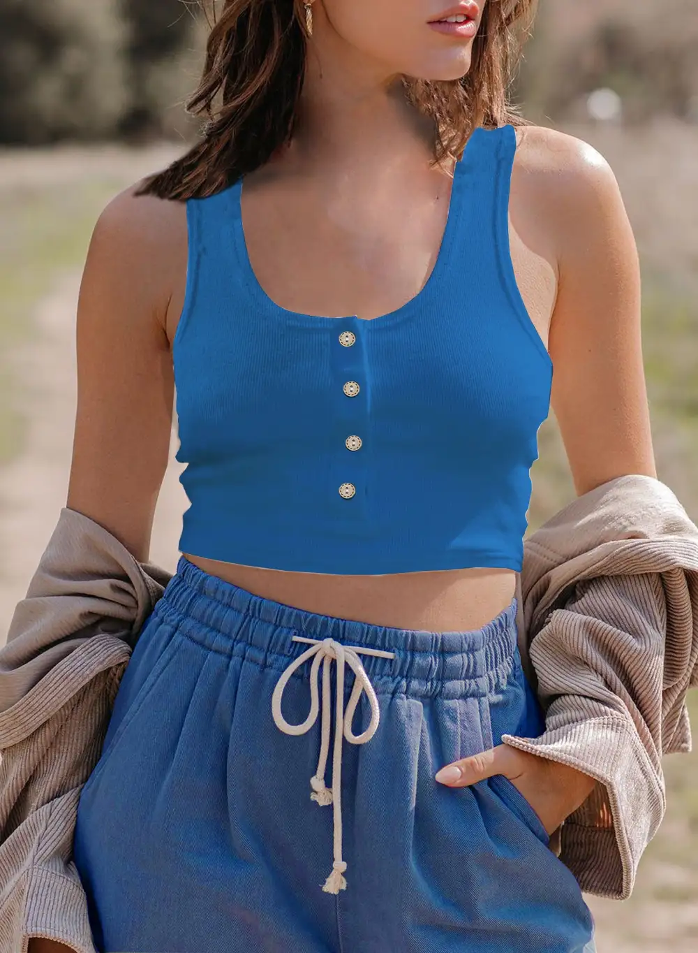 Breasted Short Tank Top