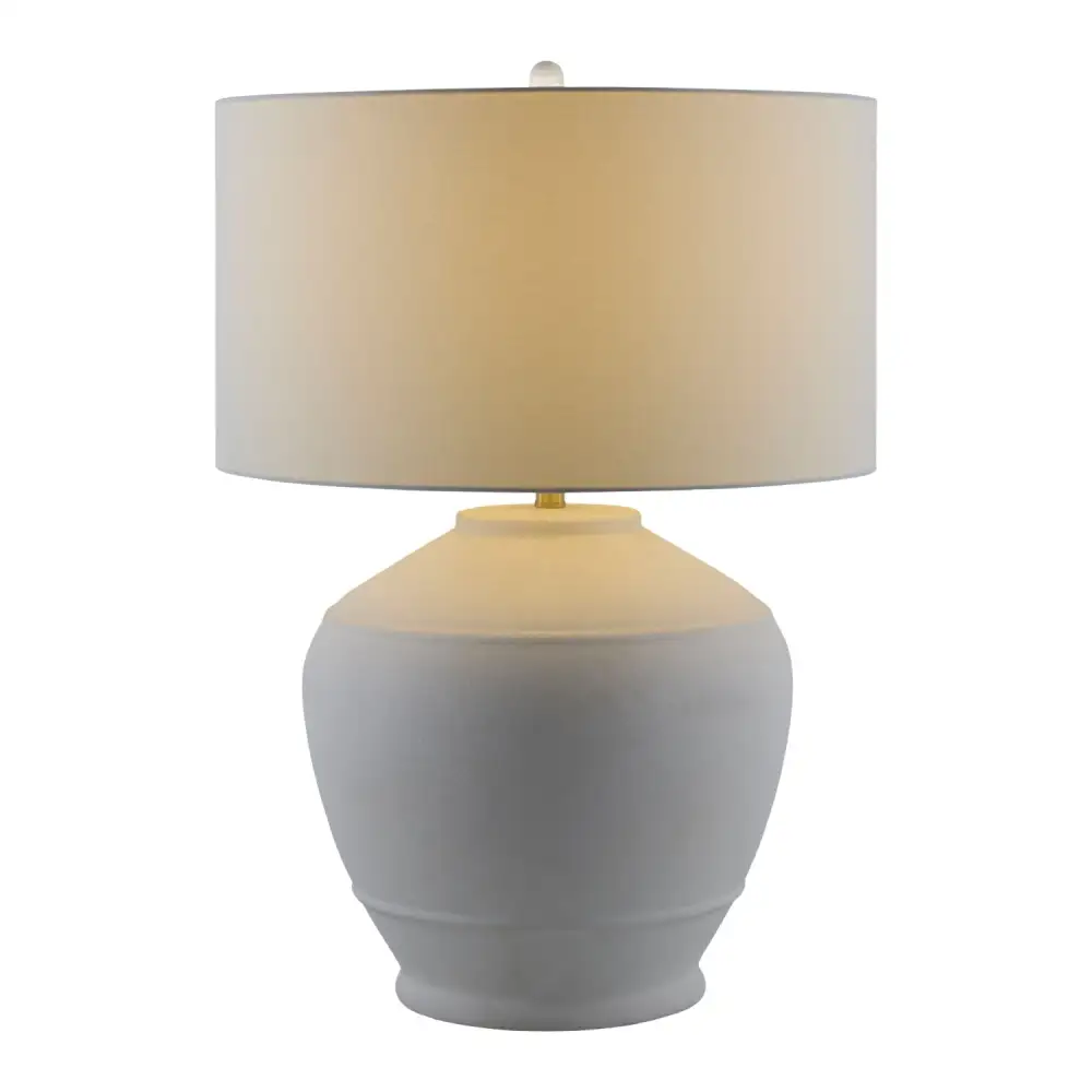Glazed Linen Shade Globe Ceramic Iron Table Lamp
