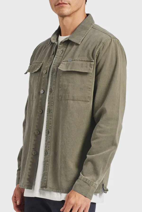 Casual Style Overshirt-Aloe beige