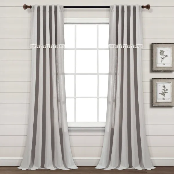 Refined Farmhouse Solid Cotton Back Tab Rod Pocket Rod Pocket Curtain Panel Set