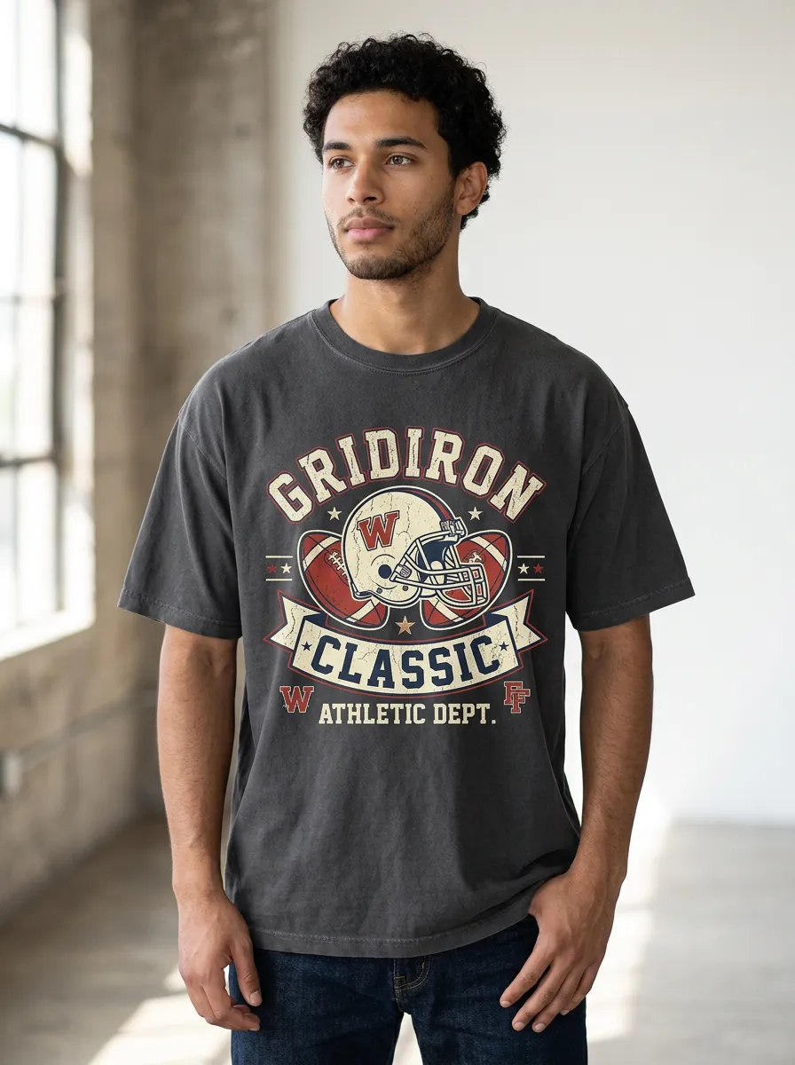 Everyday Men's American Football Gridiron Classic Helmet Printed T-Shirt