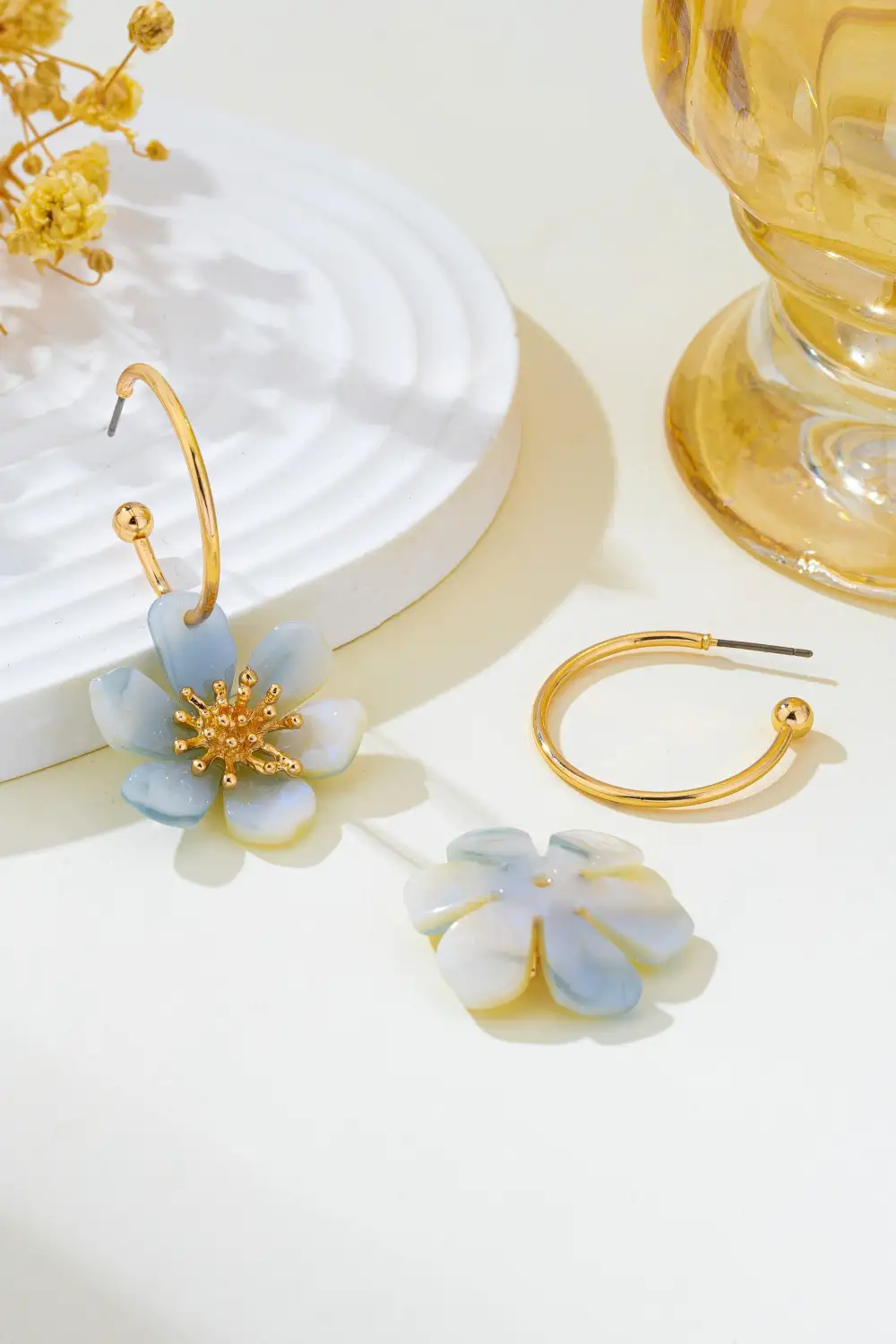 Resin Marbled Floral Hoop arrings