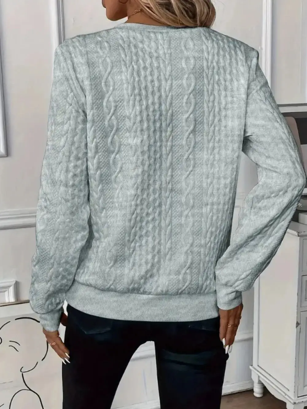 Texture Half Zip Long Sleeve Sweater