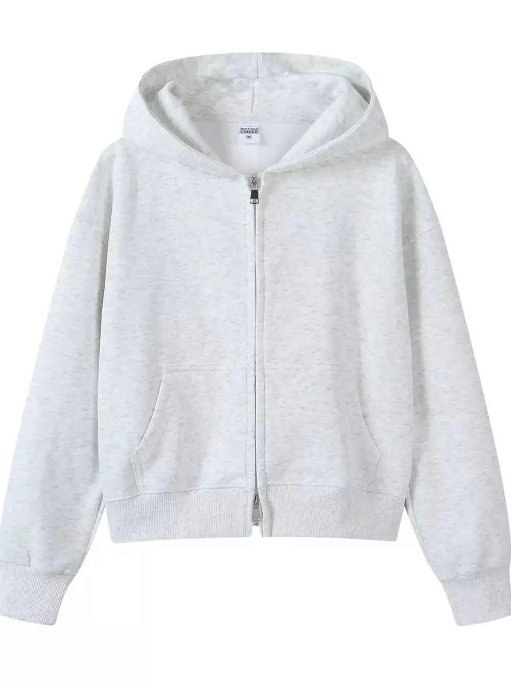 Zip-Detail Pocketed Long-Sleeve Hoodie