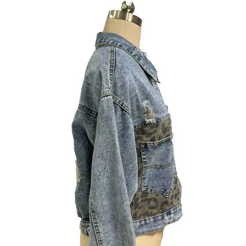 Cropped Distressed Denim Jacket