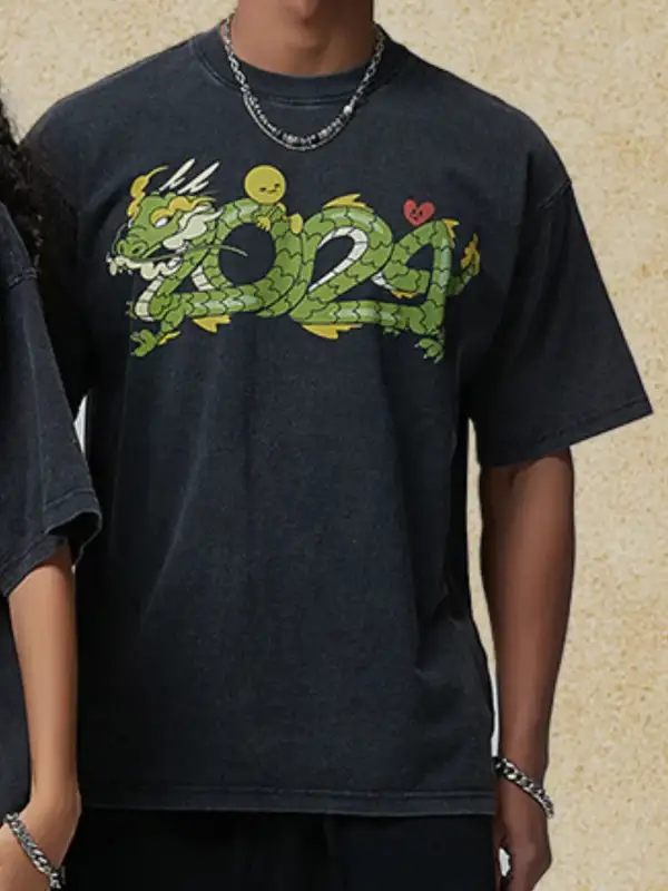 Woven Graphic Crew Neck Half Sleeve Tee