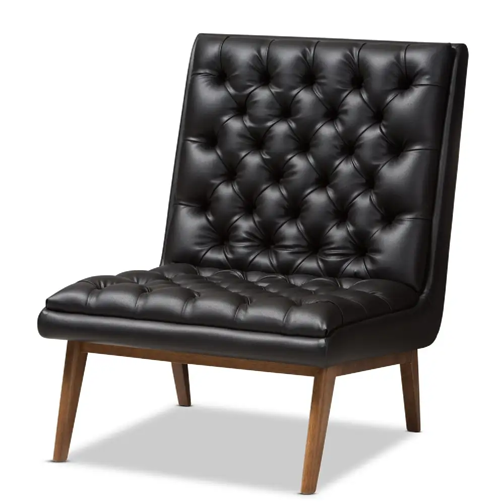 Curved Leather Inspired Lounge Chair
