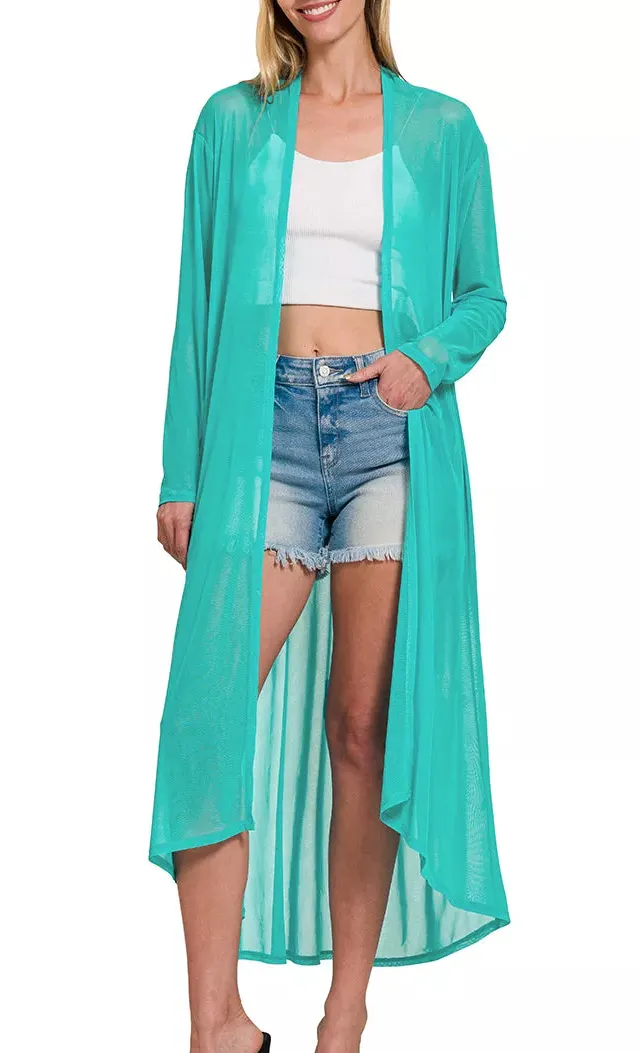 Comfort Mesh Open Front Cardigan