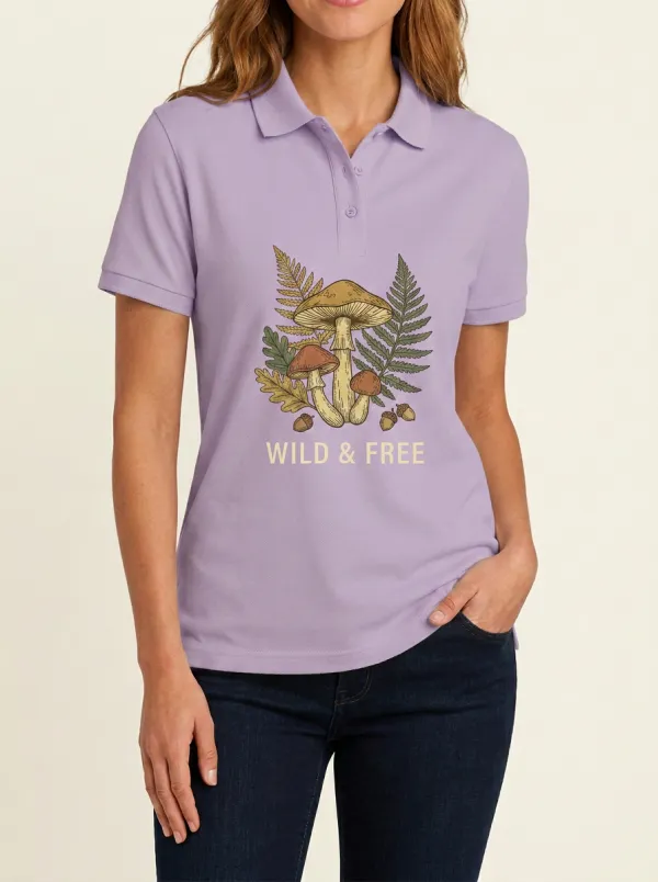 Nature Lover Mushroom Fern Polo Shirt