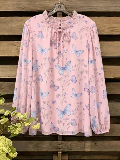 Butterfly Floral Women's Loose Printed Blouse