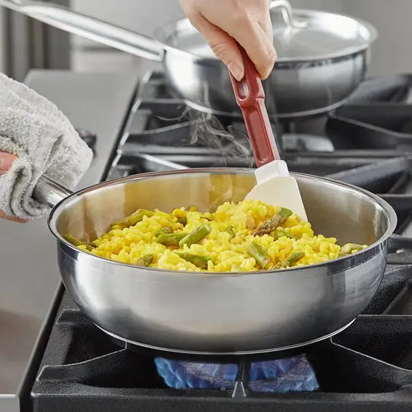 Space-Saving Stainless Steel Saucier Pan with Aluminum Clad Bottom and Cover