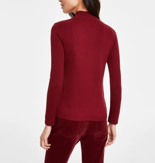 Mock Neck Long Sleeve Pull On Sweater