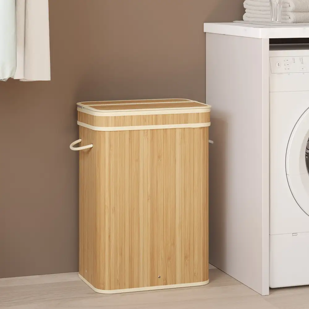 Weekend Removable Liner Lidded Bamboo Laundry Storage Hamper