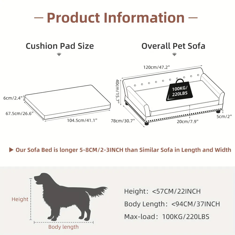 Practical Upholstered Pet Sofa for Professional and Home Use in Pet Care