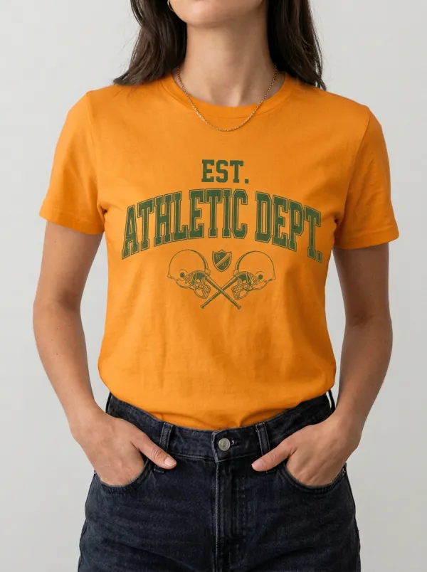 Women's Football Lover Athletic Dept Crossed Helmets Printed T-shirt