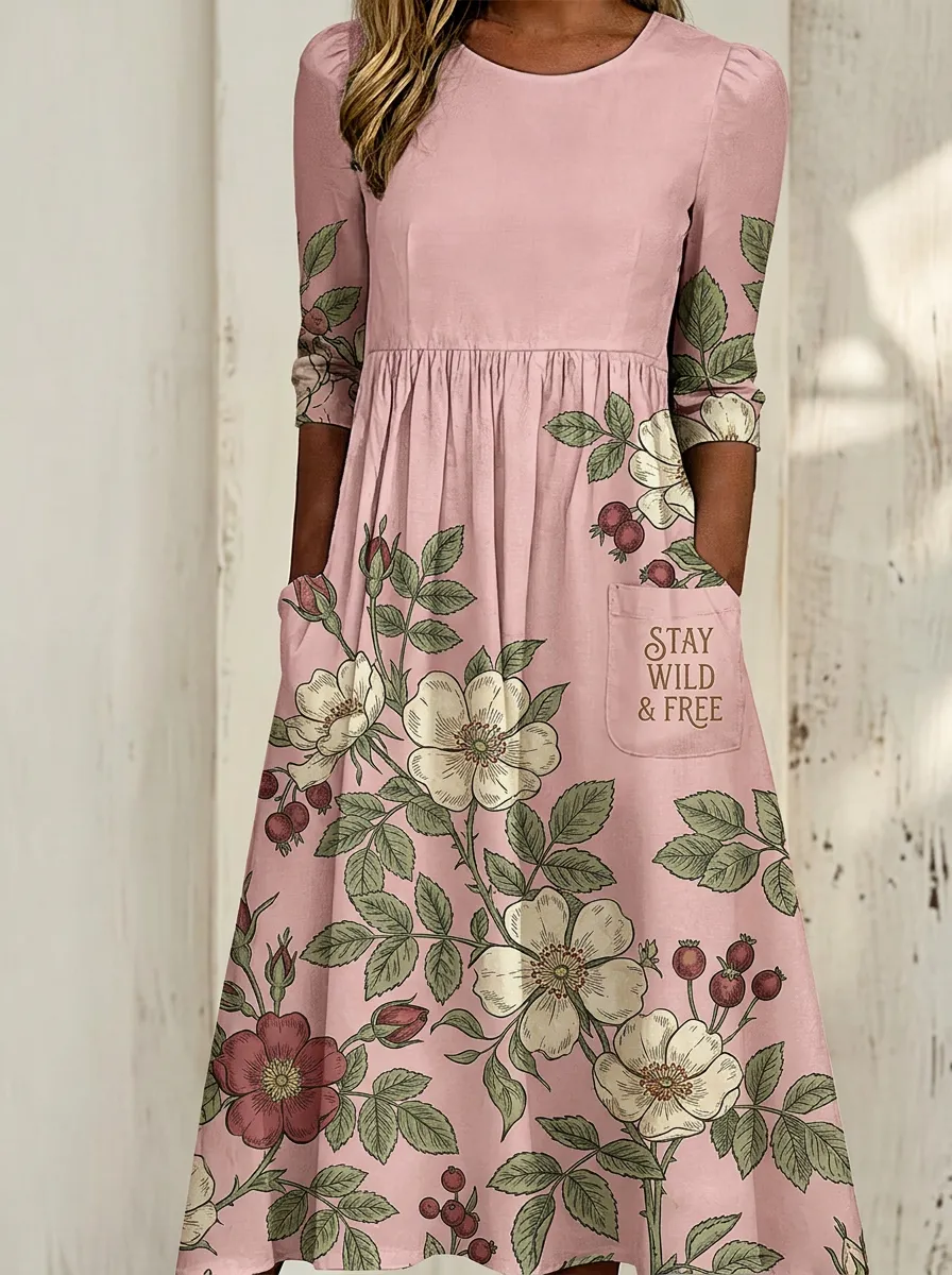 Women's Wildflower Stay Wild & Free Printed Dress