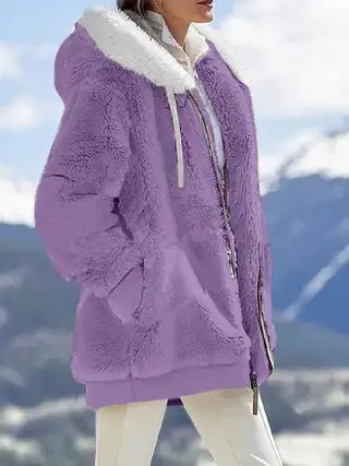 Oversized Hooded Plush Jacket