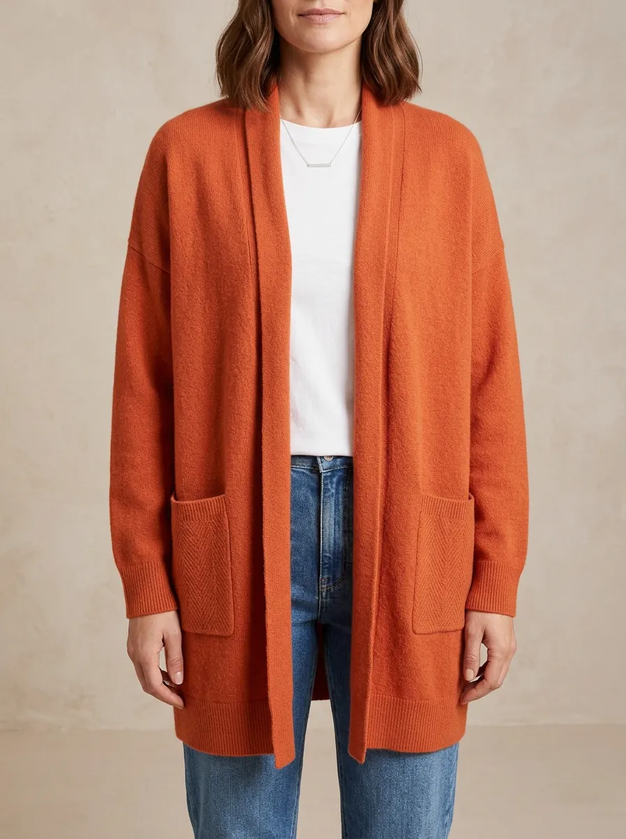 Modern Open-Front Knit Cardigan