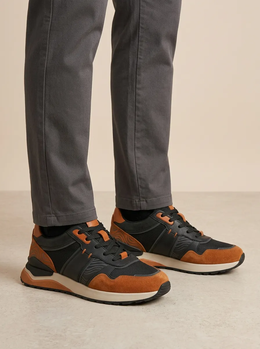 Men's Casual Fashion Wavy Pattern Print Sneakers