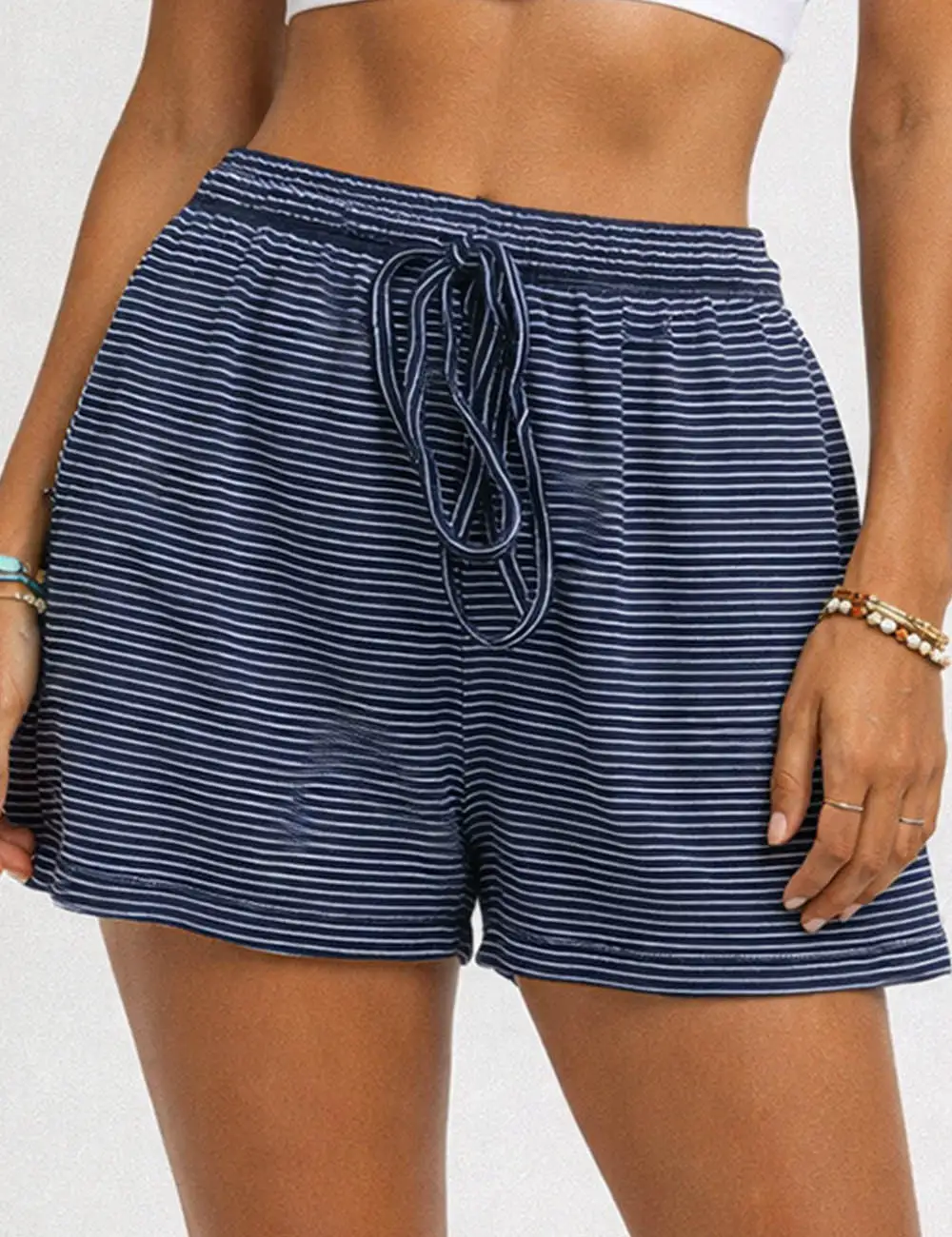 Elastic Waist Pocket Wide Leg Shorts