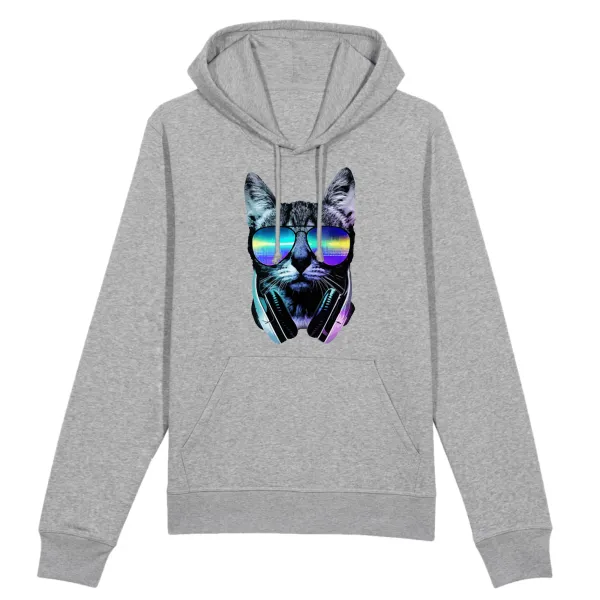 Laidback Cat Graphic Pullover Hoodie