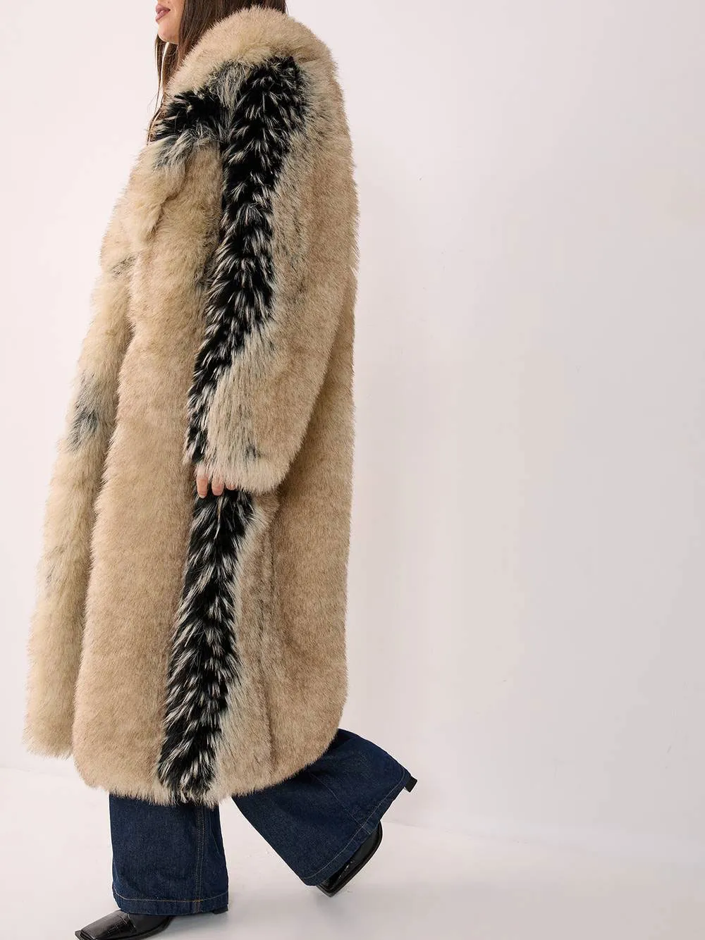 Women's Vintage-Style Fuzzy Long Coat