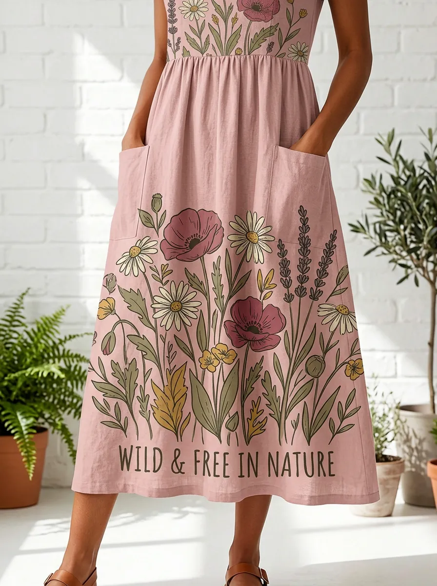 Nature Lover Wildflower Poppy Dress