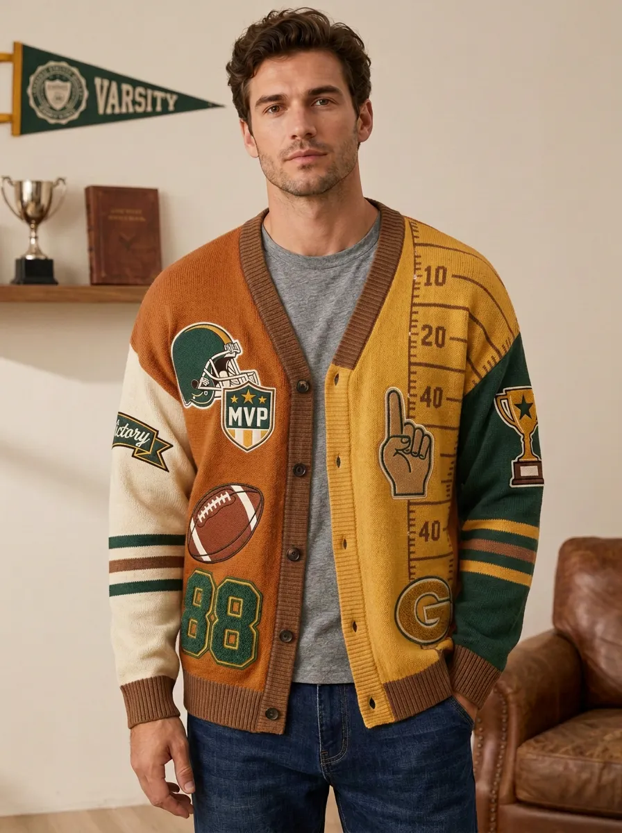 Men's Football MVP Helmet Knit Knit Cardigan