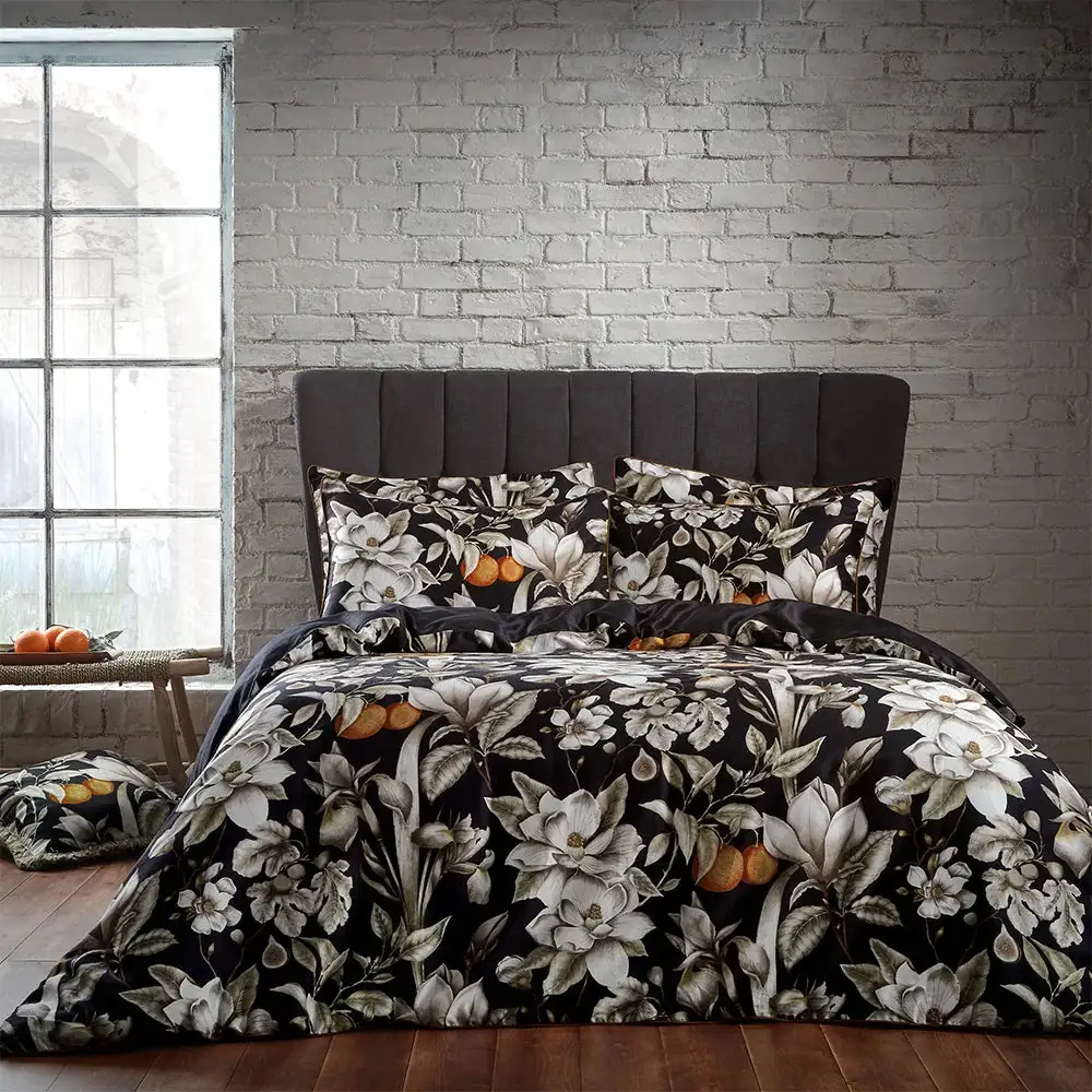 Reversible Floral Cotton Sateen Duvet Cover Set