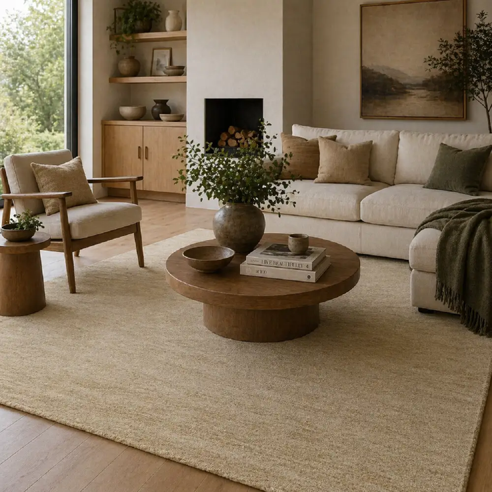 Hand-Knotted Wool Fringed Carpet