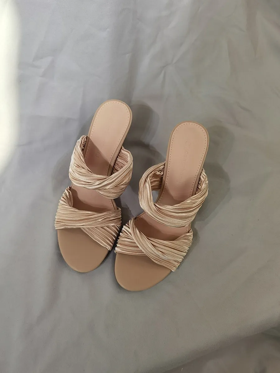 Rose Ruched High-Heeled Sandals
