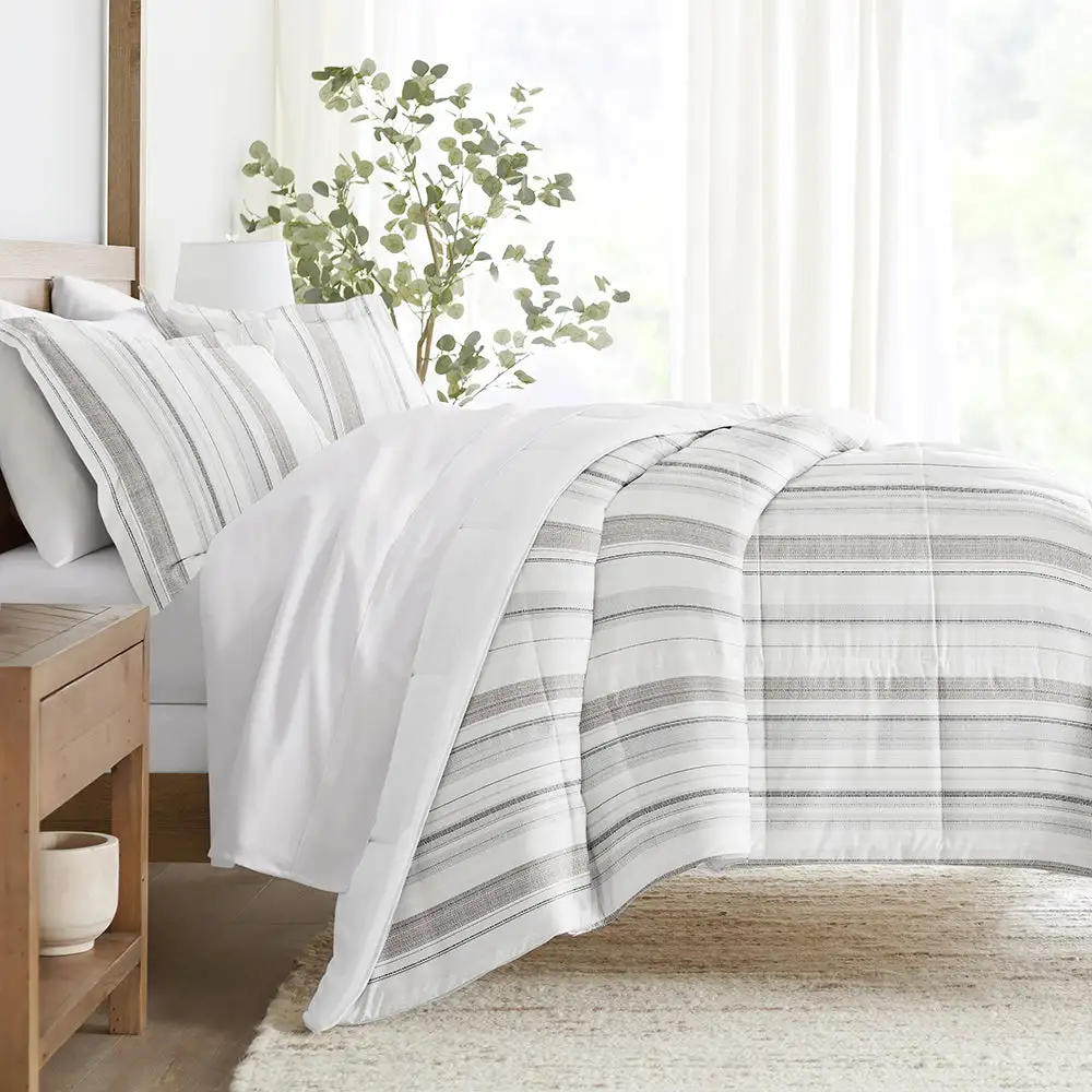 Vertical Stripe Reversible Down Alternative Comforter Set