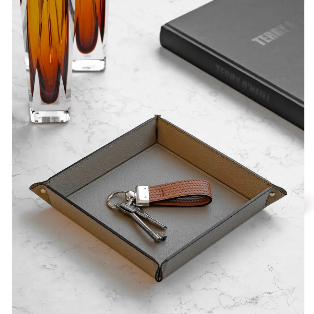 Square Studded Leather Trinket Tray