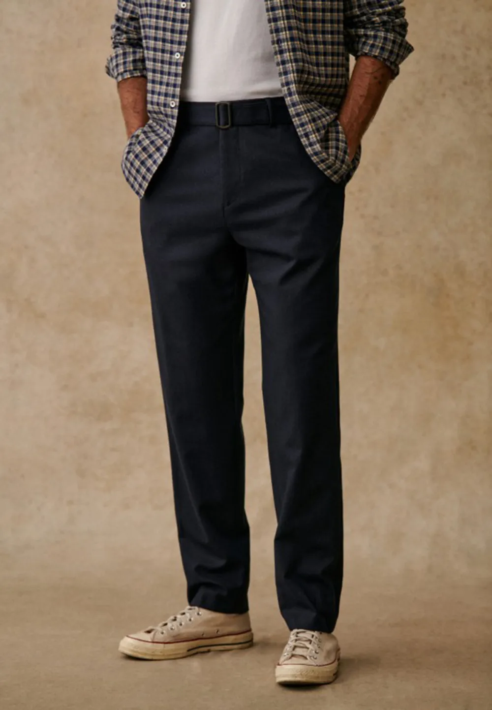 Black Classic Straight Leg Belted Trousers
