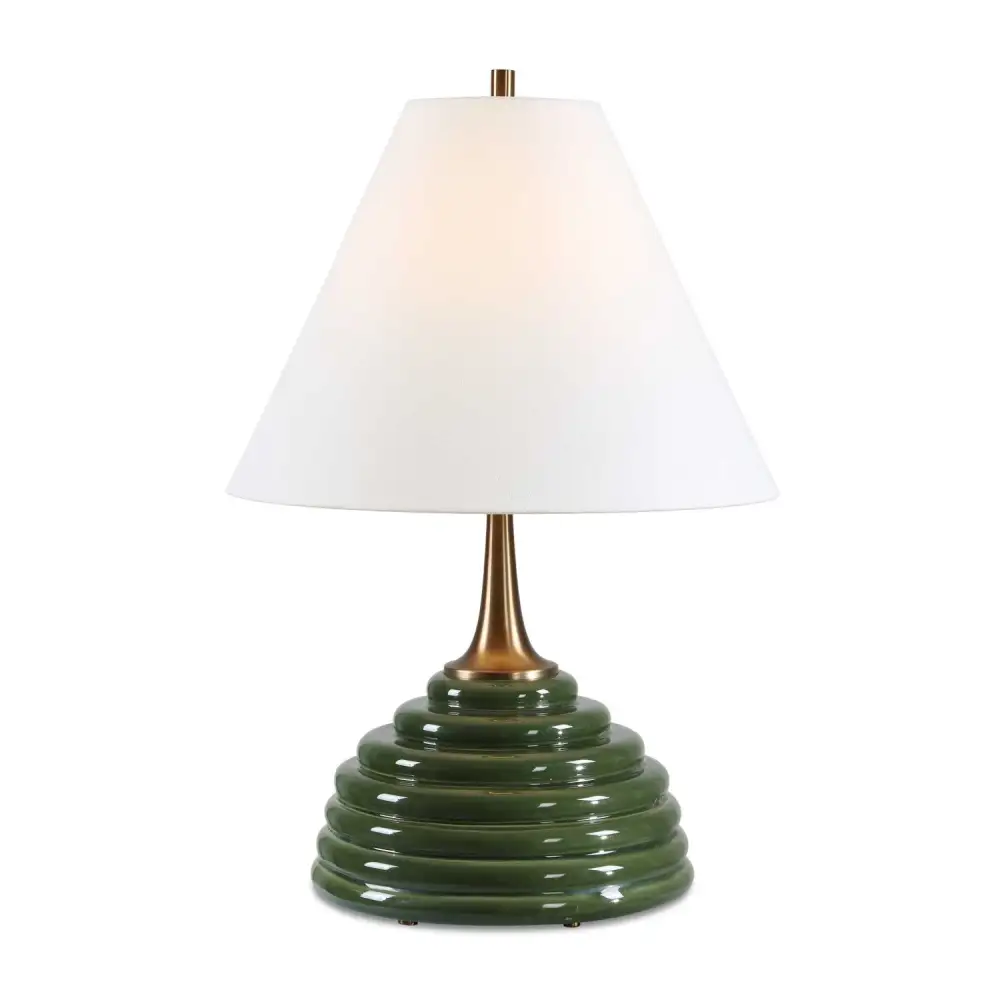 Ribbed Ceramic Iron Brass Table Lamp