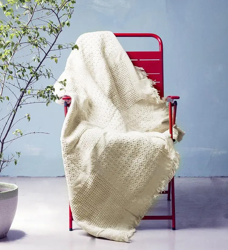 Fringed Geometric Cotton Throw Blanket
