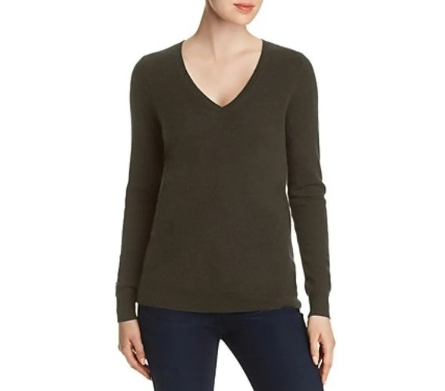 Ribbed Cashmere V Neck Sweater